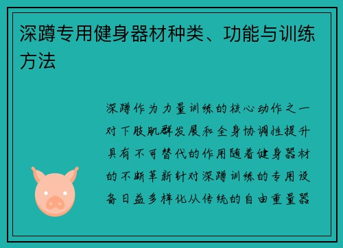 深蹲专用健身器材种类、功能与训练方法